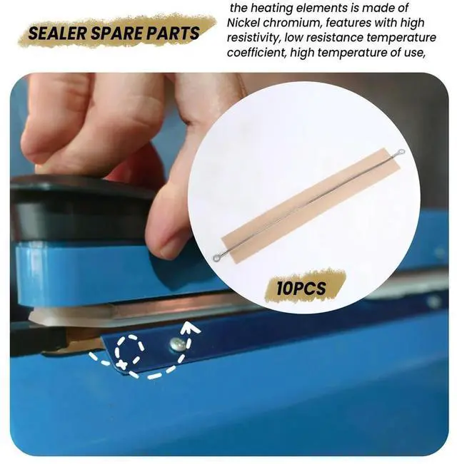 Alt view image 4 of 4 - 10 Pieces Impulse Sealer Replacement Parts Impulse Sealer Heating Elements Service Spare Repair Parts Kit for FS-200