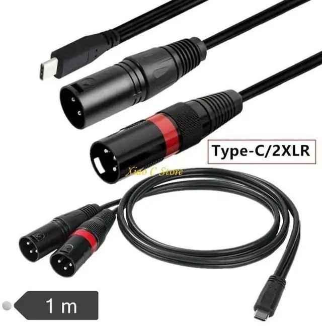 Alt view image 4 of 4 - Durability USB C To 2XLR Male Output Cable For Amplifiers Speakers And Mixer Double Channel Output Auditory Cord