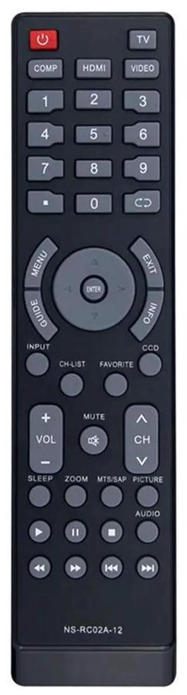 Alt view image 4 of 4 - NS-15E720A12 NS-19E450A11 NS-22E730A12 NS-24E730A12 Compatible Remote Control Replacement NS-RC02A-12 For In