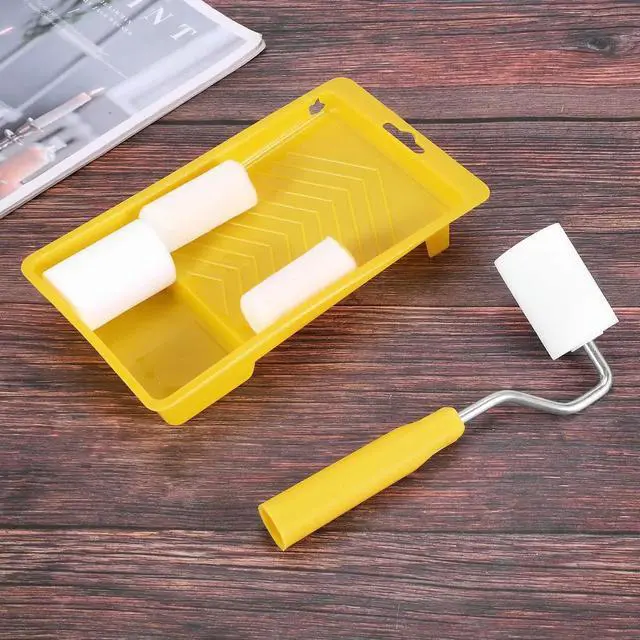 Alt view image 3 of 5 - 6Pcs Mini Foam Paint Roller Painting Decorating Kit 2 Inch Small Paint Roller Tray Set for Wall Painting Repair Brush