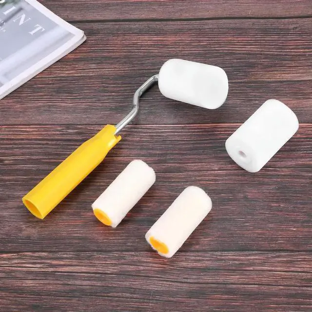 Alt view image 4 of 5 - 6Pcs Mini Foam Paint Roller Painting Decorating Kit 2 Inch Small Paint Roller Tray Set for Wall Painting Repair Brush