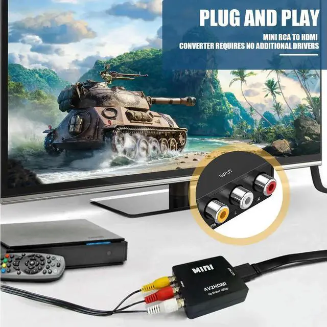 Alt view image 3 of 4 - RCA to HDMI,AV to HDMI Converter,1080P Mini RCA CVBS Video Audio Converter Adapter PAL/NTSC for TV/PC/ / STB/Xbox VHS