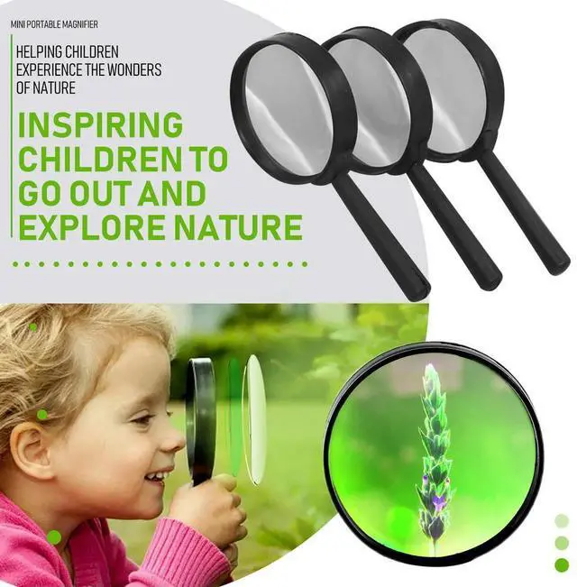 Alt view image 2 of 7 - Kids Magnifying Glass 8 Pcs, Plastic Handheld Mini Portable Magnifying Glass Small Children Magnifier Toys for Explorer
