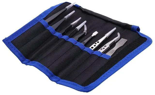 Alt view image 2 of 4 - 9 Pcs Tweezers Set Stainless Steel Anti-Static Precision Tweezers for Electronic Mobile Phone Repair Tools Hand Tools