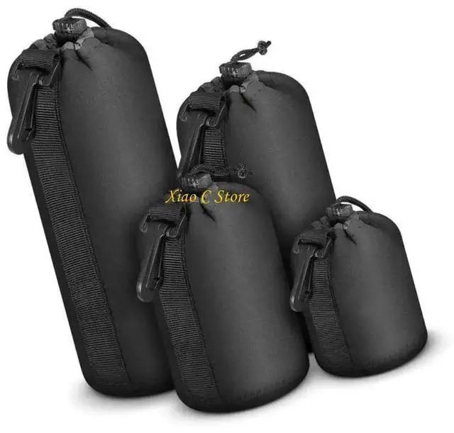 Alt view image 3 of 4 - 4Pcs Camera Lens Cover Neoprene Lens Bag Waterproof Soft Camera Lens Shockproof Camera Lens Bag Replacement