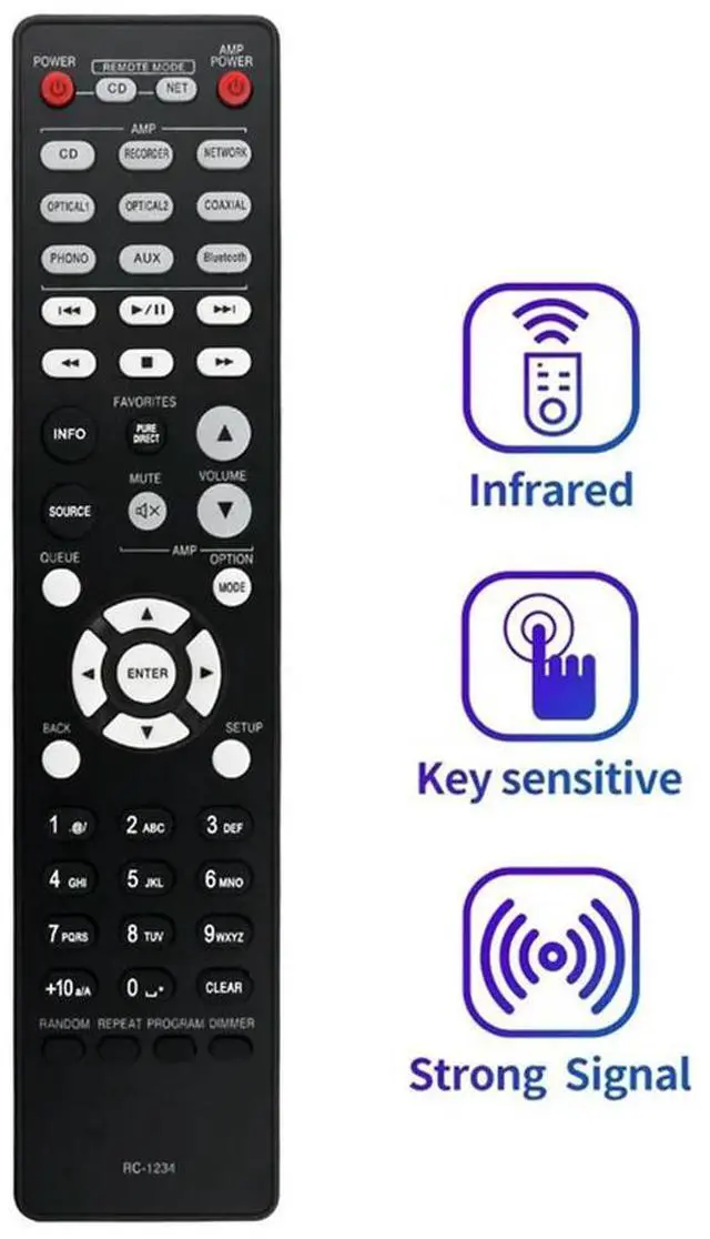 Alt view image 3 of 4 - RC-1234 Replace Remote Control for Denon Compact Disc Player Integrated Amplifier DCD600NE PMA600NE