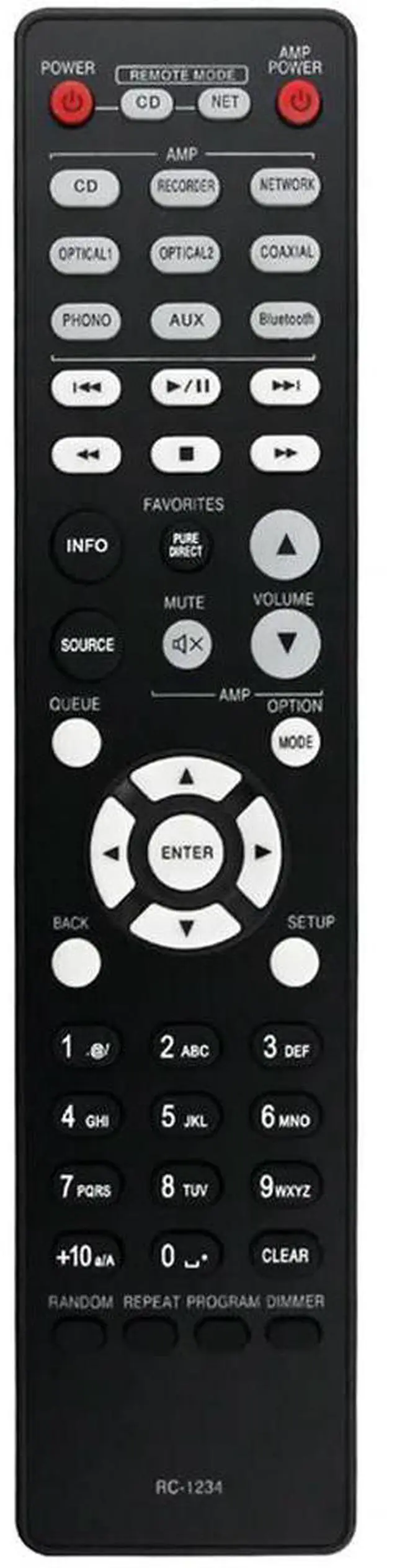 Alt view image 2 of 4 - RC-1234 Replace Remote Control for Denon Compact Disc Player Integrated Amplifier DCD600NE PMA600NE