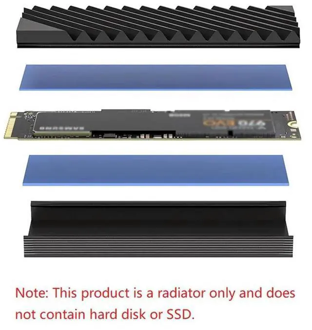 Alt view image 2 of 4 - M.2 SSD Heat Sink M2 2280 Solid State Hard Disk Aluminum Heatsink With Silicone Thermal Grey