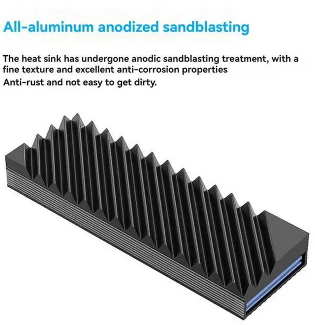 Alt view image 3 of 4 - M.2 SSD Heat Sink M2 2280 Solid State Hard Disk Aluminum Heatsink With Silicone Thermal Grey