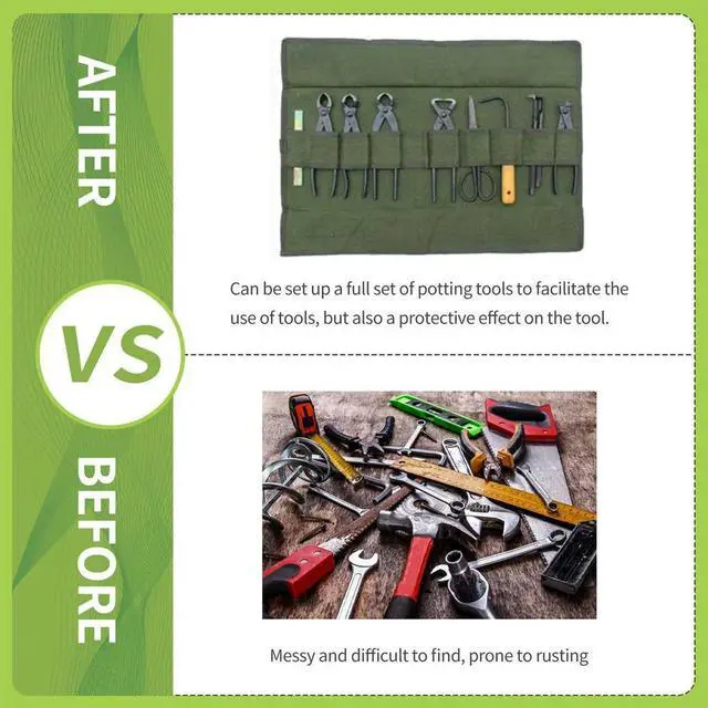 Alt view image 4 of 4 - 600x430Mm Japanese Bonsai Tools Storage Package Roll Bag Canvas Tool Set Case