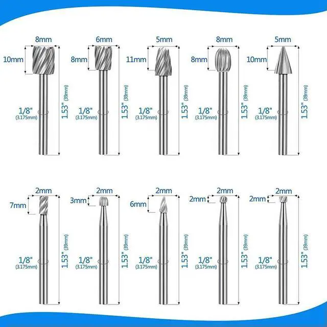 Alt view image 2 of 4 - 20Pc HSS Router Carbide Engraving Bits for Dremel Router Bit Set 1/8 Inch(3mm) Shank for Dremel Proxxon Rotary Tools