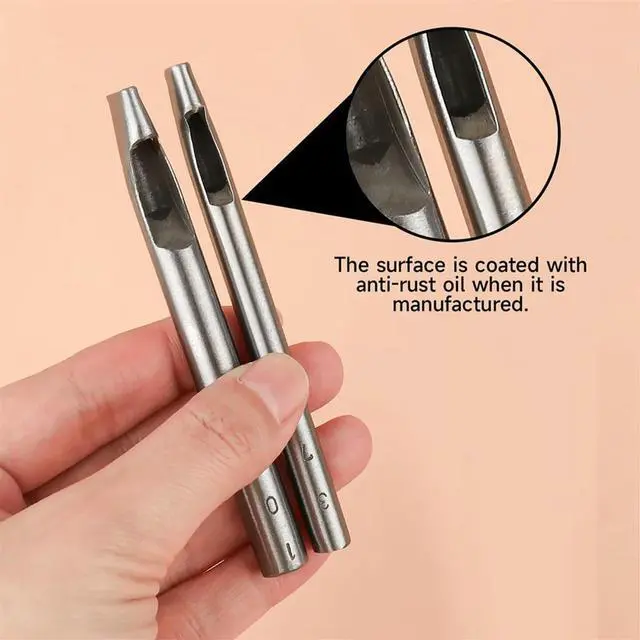 Alt view image 3 of 4 - 6 Sizes Oval Hole Punch for Leather 6mm-10mm Hollow Leather Crafting Hand Punching Tool Kit for Leather Crafting