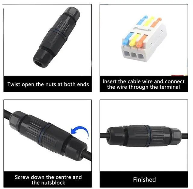 Main image of 4 Sets Replaceable Lever Wire Connectors 3 Way IP68 Waterproof Outdoor Electrical Cable Connector Junction Box