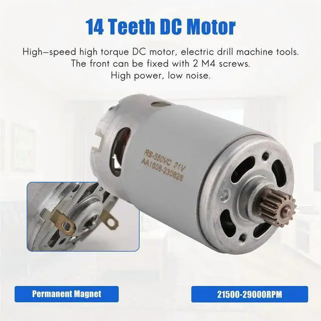 Alt view image 4 of 6 - GRS550VC 14 Teeth DC Motor 21500-29000RPM Lithium Drill Motor DC 21V for Rechargeable Electric Saw Screwdriver
