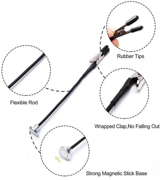 Alt view image 3 of 4 - Model Painting Stand Base Holder and 12PCS Magnetic Bendable Alligator Clip Sticks Set Modeling Tools for Airbrush