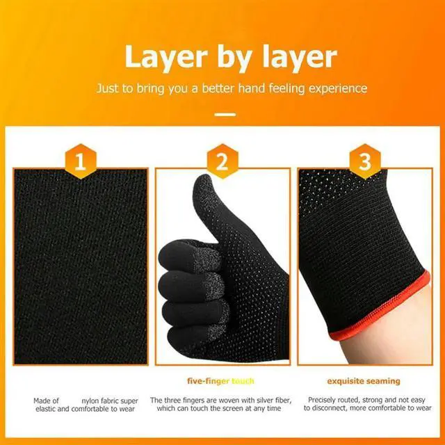 Alt view image 2 of 7 - 6Pcs Game Gloves For PUBG Sweat Proof Non-Scratch Sensitive Press Screen Gaming Finger Thumb Sleeve Gloves