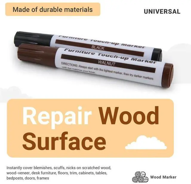 Alt view image 3 of 4 - Furniture Repair Kit Wood Markers - Set of 17 - Markers and Wax Sticks with Sharpener Kit, for Scratches, Wood Floors