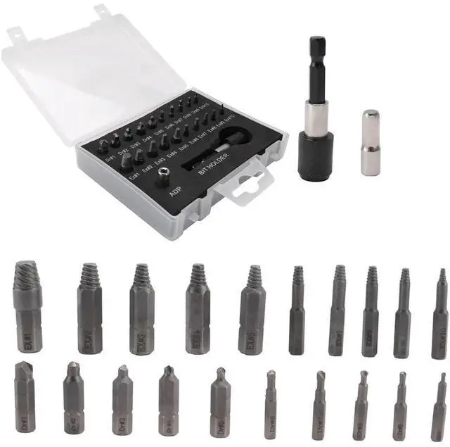 Alt view image 2 of 4 - Damaged Screw Extractor Set,22 PCS Stripped Screw Extractor Kit, HSS Broken Screw Remover Set with Bit & Socket Adapter