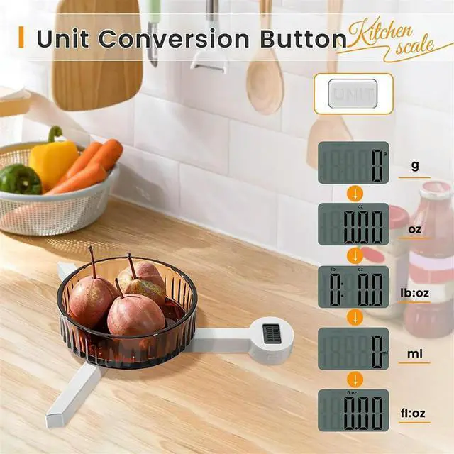 Alt view image 2 of 4 - High Precision Folding Food Scale, Digital Kitchen Scale with LCD Display, Food Scale for Measuring Healthy Intake
