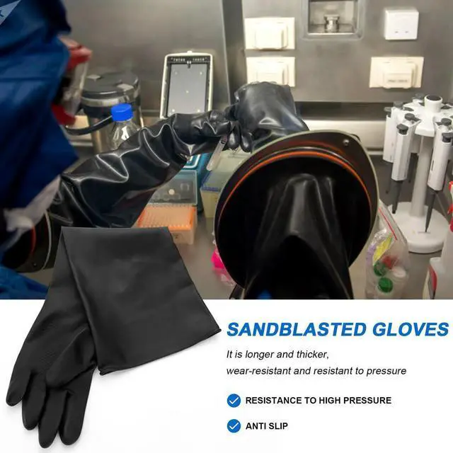 Alt view image 3 of 4 - Sand Blasting Gloves for Sandblast Cabinet Gloves 60x20cm