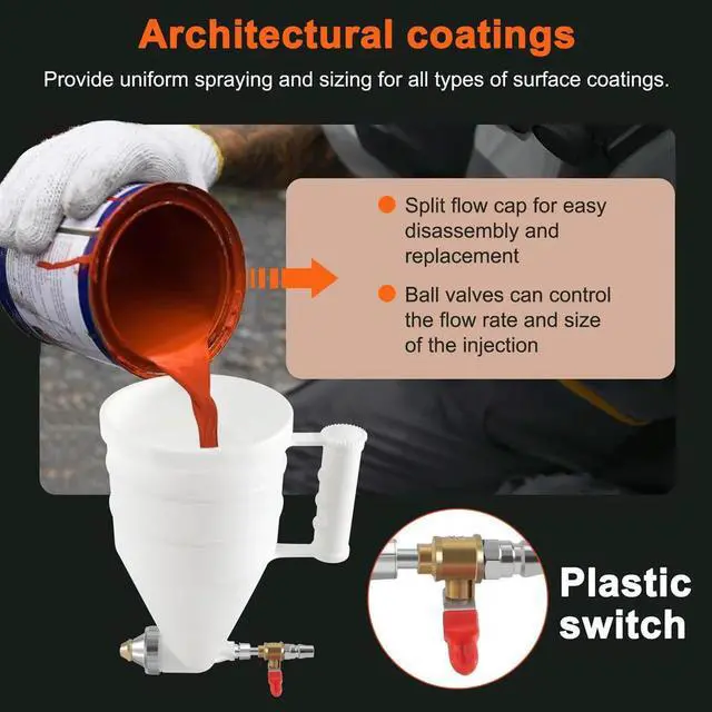 Alt view image 4 of 7 - Exterior Wall Building Paint, Real Stone Paint, Plastic Coated Sprayer Cement Mortar Sprayer Latex Paint Spray