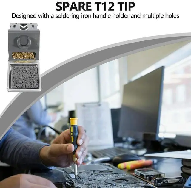 Main image of T12 Soldering Iron Station Stand Stable Welding Solder Iron Tips Holder with Insulation Pad Brass Wire Ball Tip