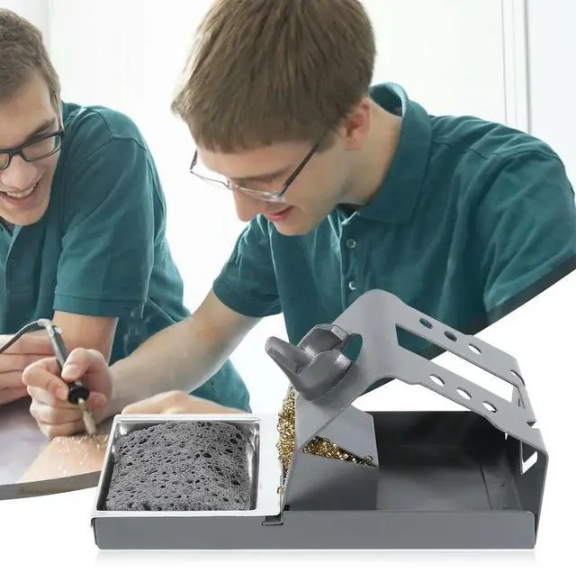 Alt view image 3 of 4 - T12 Soldering Iron Station Stand Stable Welding Solder Iron Tips Holder with Insulation Pad Brass Wire Ball Tip