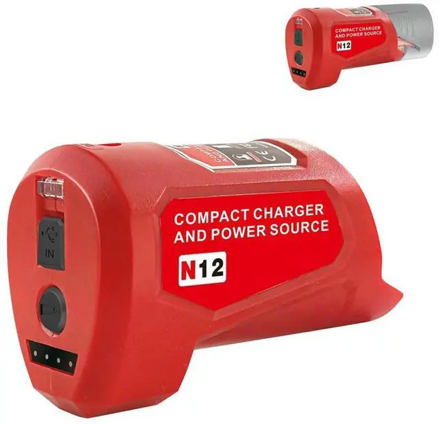 Alt view image 2 of 4 - N12 Power Source Adapter for Milwaukee 12V M12 Power Wheel Charger Adapter with 12V DC Port USB2.0 Port