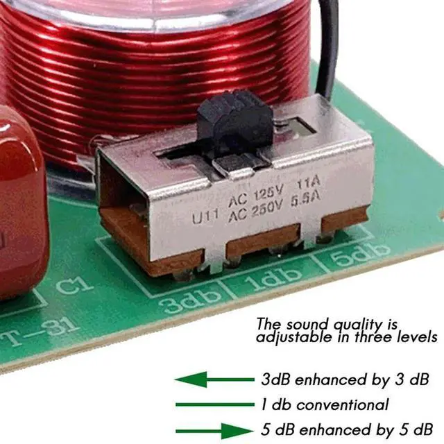 Main image of 2X Frequency Divider Hi-Fi Audio TREBLE BASS Speaker Frequency Divider Stereo Crossover Filters For 2-16Ohm Speake