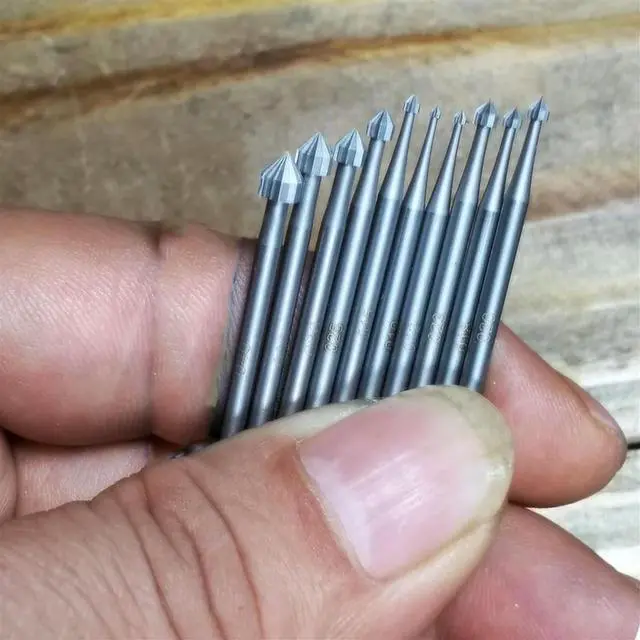Alt view image 2 of 4 - 10 Pcs Jewelry Setting Burr - 3/32Inch Shank Stone Setting Burs Cylinder - Cone Shape Lapidary Making Tools