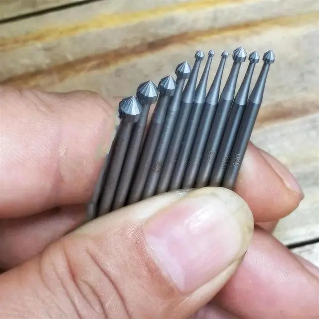 Alt view image 3 of 4 - 10 Pcs Jewelry Setting Burr - 3/32Inch Shank Stone Setting Burs Cylinder - Cone Shape Lapidary Making Tools