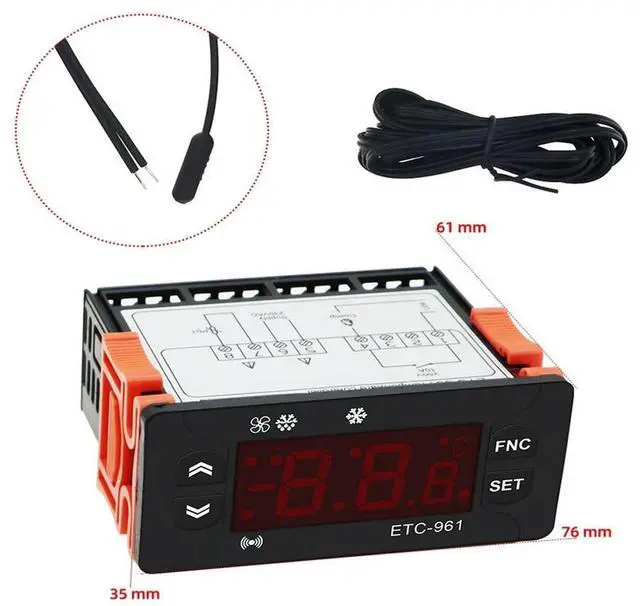 Main image of ETC-961 Thermostat Temperature Controller Humidity Control Thermometer Hygrometer Refrigeration Alarm 220V NTC Sensor