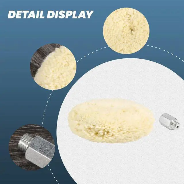 Alt view image 4 of 7 - 7 Inch Double Sided Wool Polishing Pad Buffing Pad with 5/8 Inch Bolt Wool (Pack of 1)