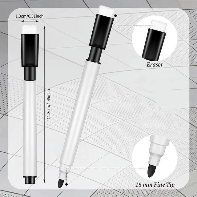 Alt view image 3 of 4 - 100 Pieces Dry Erase Markers Whiteboard Black Dry Erase Markers with Rubber Cap Fine Tip Dry Erase Markers