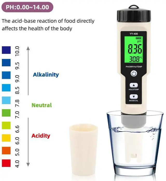 Main image of 4 in 1 YY-400 PH/ORP/H2&TEM Meter Digital Hydrogen Ion Concentration Tester for Aquarium, Swimming Pool, Backlight