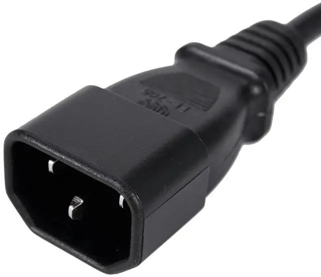 Alt view image 2 of 4 - 2X 1Ft IEC 320 C14 Male Plug To NEMA 5-15R 3 Prong Female PC Power Adapter Cable Black