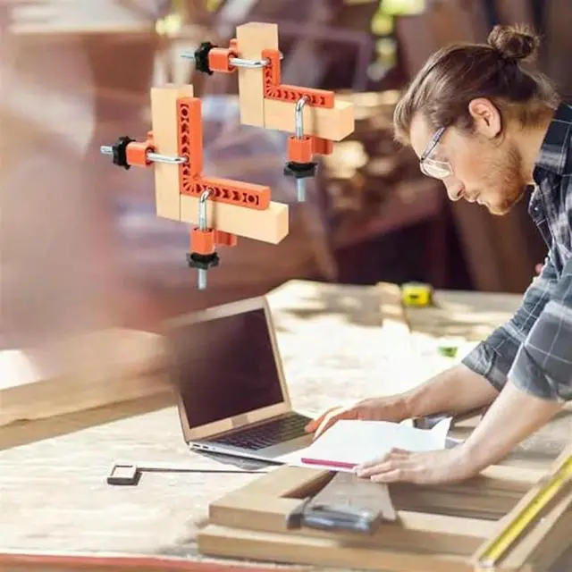 Alt view image 3 of 4 - 90 Degree Clamp, Positioning Squares, Right Angle Clamp with Clamp, Corner Clamps Woodworking Tool for Pictures Frames