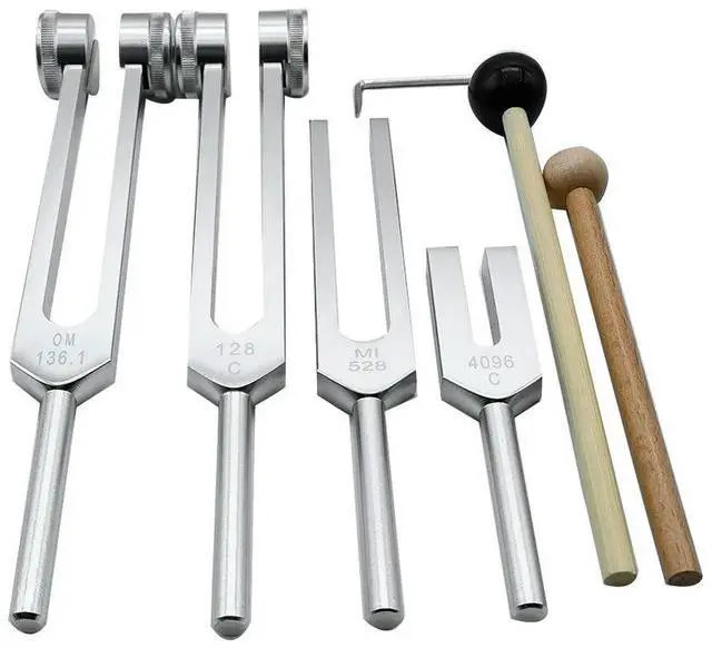 Alt view image 4 of 7 - 4Pcs Tuning Fork Set(128Hz, OM 136.1Hz, MI 528Hz, 4096Hz),for Healing Chakra,Sound Therapy,Reliever Stress