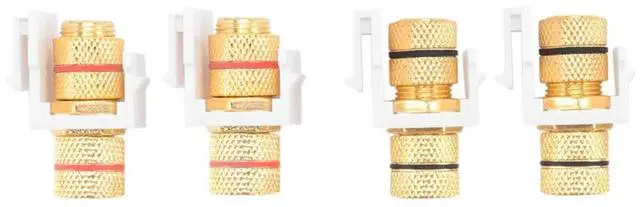 Main image of Banana Jack Binding Post Keystone Jack Insert With Black & Red Rings, Screw Type Audio Speaker Keystone, 4 Pairs/8