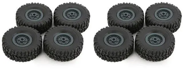 Alt view image 4 of 4 - 8Pcs Rubber Wheel Rim Tire Tyre For RC 1/16 Climbing Crawler Car WPL B-1/B-24/C-14/C-24/B-16 Deep Blue