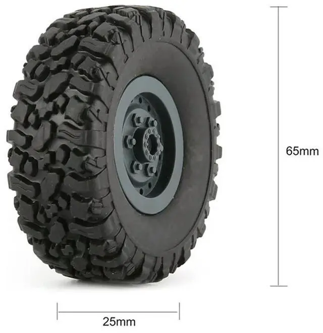 Alt view image 3 of 4 - 8Pcs Rubber Wheel Rim Tire Tyre For RC 1/16 Climbing Crawler Car WPL B-1/B-24/C-14/C-24/B-16 Deep Blue