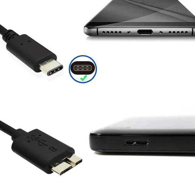Alt view image 2 of 4 - 4X Hard Drive Cable,USB 3.1 Type-C Male To USB 3.0 Micro-B Male Data Cable For Tablet Phone