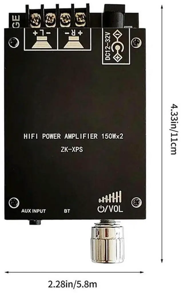 Alt view image 4 of 4 - ZK-XPS 5.0 Bluetooth Power Amplifier Board Dual 150W Channel Amplifier Board with Short Circuit Protection for Sound Box