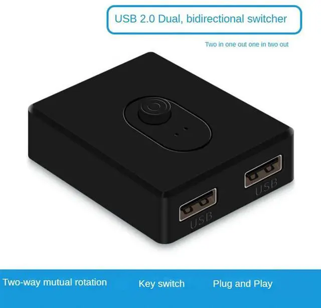 Alt view image 3 of 4 - 2X USB 2.0 KVM Switch 1X2/2X1 Switcher USB Splitter Shared Controller For Laptop Computer Printer Keyboard Mouse,