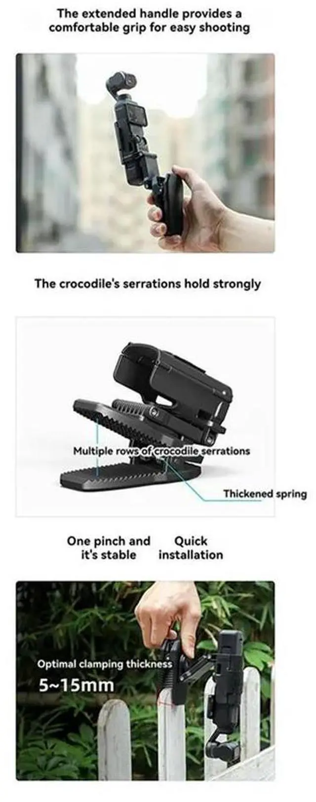 Alt view image 2 of 4 - For Pocket 3 Sports Camera Holder 360° Rotating Crocodile Clip Outdoor Photography Backpack Clip Stand For P