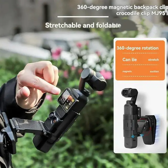Alt view image 4 of 4 - For Pocket 3 Sports Camera Holder 360° Rotating Crocodile Clip Outdoor Photography Backpack Clip Stand For P