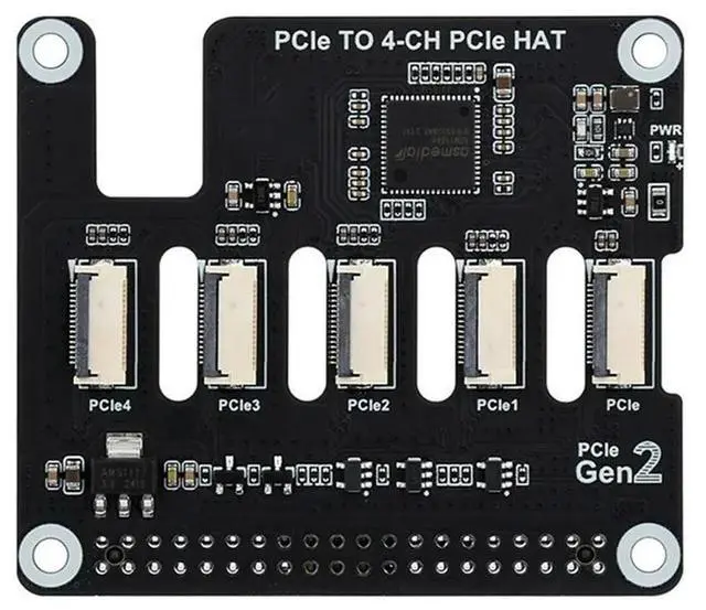 Alt view image 2 of 4 - Pcie FFC Expansion Board For Raspberry Pi 5 Pcie To 4-CH Pcie HAT Board Supports Stacking Pcie HAT Modules