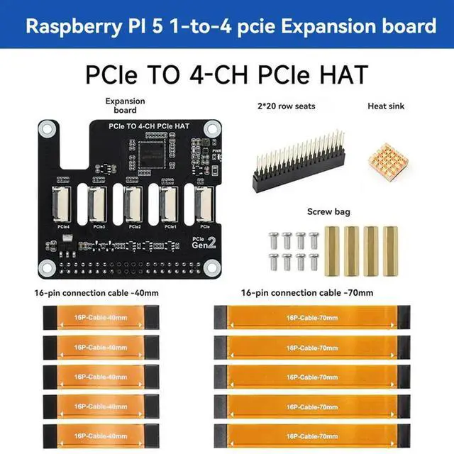 Alt view image 4 of 4 - Pcie FFC Expansion Board For Raspberry Pi 5 Pcie To 4-CH Pcie HAT Board Supports Stacking Pcie HAT Modules