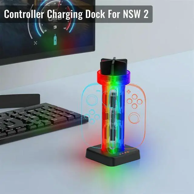 Alt view image 4 of 4 - For Nintendo Switch 2 Compatible 4-In-1 For NS Game Controller Charging Station With Cassettes Slot Small Handle C