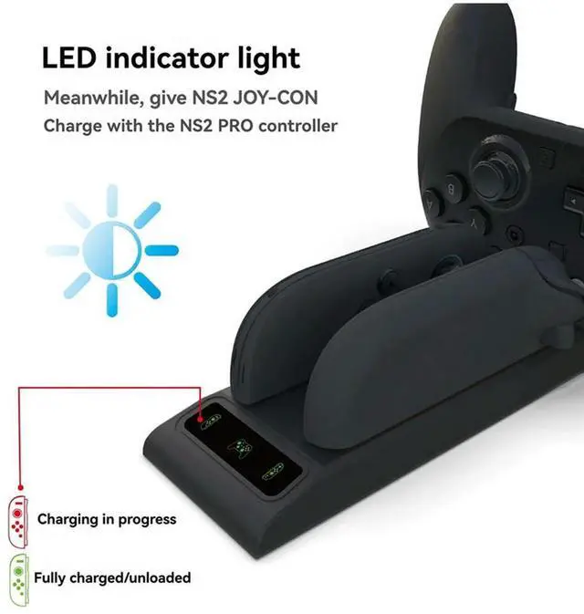 Alt view image 2 of 4 - 3-In-1 Game Controller Charger For Switch 2 PRO With Charging Indicator NS2 Left And Right Controllers